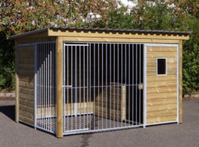 Dog kennel Forz with insulated doghouse, wooden frame and window 343x240