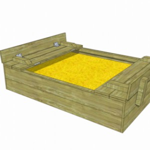 Sandbox Cubic is available in impregnated wood or Douglaswood