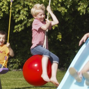 Enjoy swinging on this fun red buoy ball