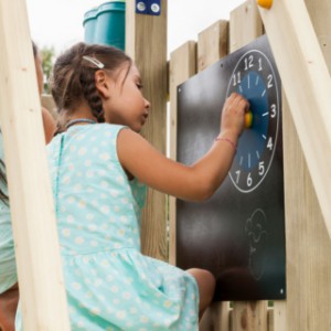 The blackboard with clock is an acquisition for your play equipment