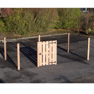 Fence Rectangle black/Douglas with wooden gate 400x200x125cm