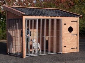 Dog kennel Max 2 Douglaswood with sleeping compartment 341x182x240cm