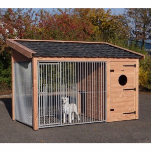 Dog kennel Max 3 with sleeping compartment Douglaswood 341x182x240cm