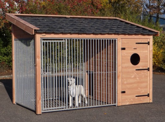 Dog kennel Max 3 Douglas with insulated sleeping compartment 341x182x240cm