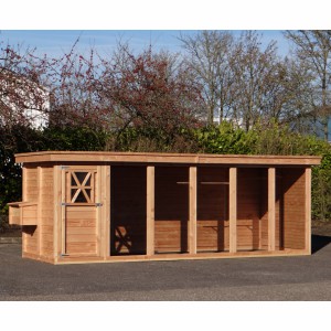 Aviary/chickencoop Flex 6.2 with safety porch, 3 sleeping compartments, laying nest and luxury roof