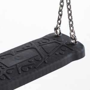 Rubber swing seat Curve black • with stainless steel chain