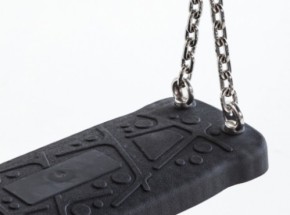 Rubber swing seat Curve • black • galvanized chain