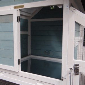 The sleeping compartment of rabbit hutch Nijntje is suitable for 2 till 4 rabbits