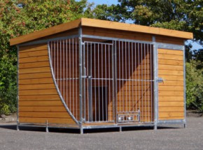 Dog kennel Heavy with floor, sleeping compartment and feeding system 319x235x207cm