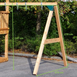 Dimensions of the Succes Dubbel high extension swing