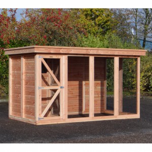Aviary Flex 4.2 with safety porch, 2 sleeping compartments and a storage room 370x200x200cm