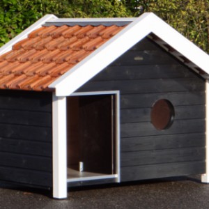 The nice pig house BINQ is made of treated wood
