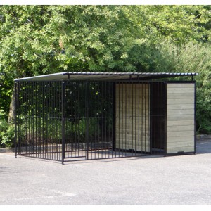 Dog kennel FIX black with roof 4x2m