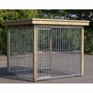Dog kennel FLINQ with wooden frame and luxury roof 253x240x209cm