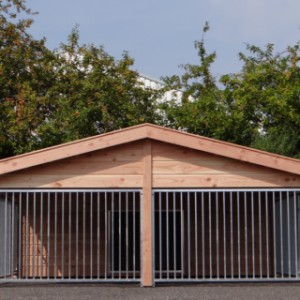 The dog kennel is provided with galvanized kennelpanels