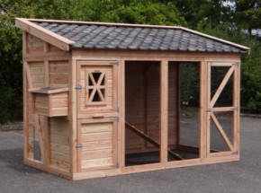 Chickencoop Flex 4.2 with laying nest, sliding door and roof tiles 373x183x253cm
