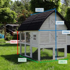 Various dimensions of the guinea pig hutch Kathedraal Large