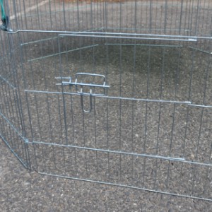 The rabbit enclosure is provided with a door