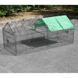 Rabbit enclosure, black wire cage , with sunshade 180x75x75cm
