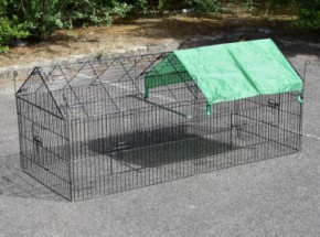 Rabbit enclosure, black wire cage, with sunshade 180x75x75cm