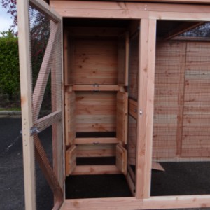 Wooden aviary Flex 4.1+ with 2 sleeping compartments and a storage room