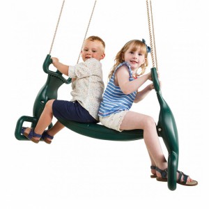 Plastic duo seat 'Back to Back' green • with PP-rope