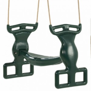 The duo swing is made of green plastic