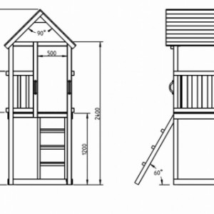 Various dimensions of the play equipment Kiosk 120