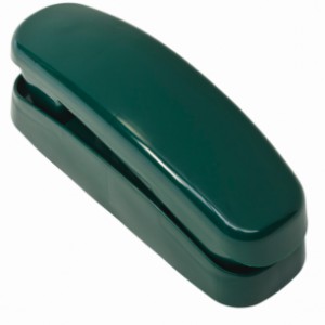 The green telephone is made with injection moulded plastic