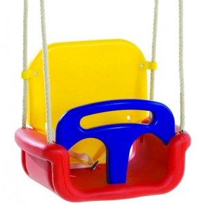 The swing seat is available in various colours