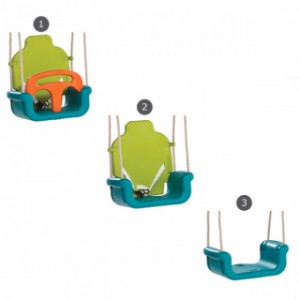 The baby swing exists of 3 detachable plastic parts