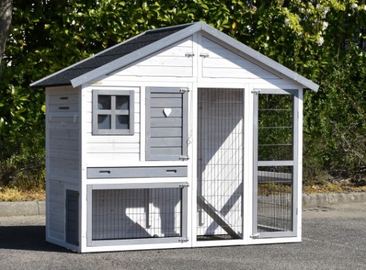 Grey and store white rabbit hutch