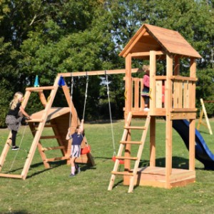 Wooden play equipment Kiosk will be delivered without swing seats