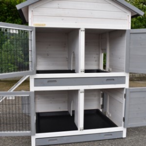 Rabbit house Double Medium with right run | 2 sleeping cabins for rabbits