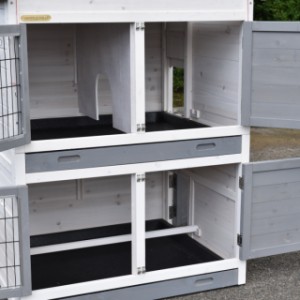 Chickencoop Double Medium White-Grey - 2 sleeping cabins for chickens