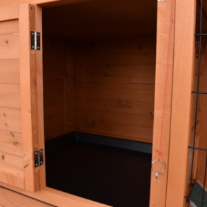 The rabbit hutch is provided with a large sleeping compartment