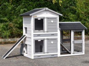 Guinea pig hutch Double Small with run at the right side 162x72x121cm