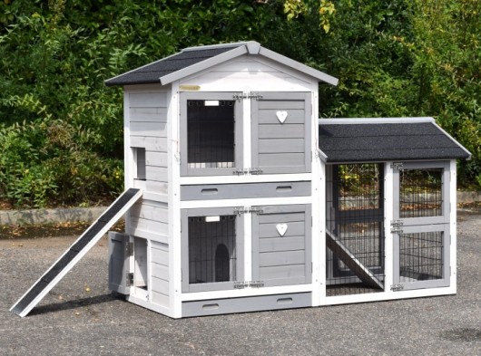 Rabbit hutch Double Small with run at the right side 162x72x121cm