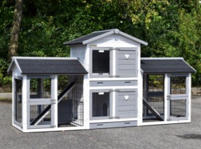 Chickencoop Double Small White-Grey with 2 runs 239x72x121cm