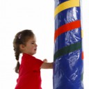 Train your muscles with the fun red punching bag!