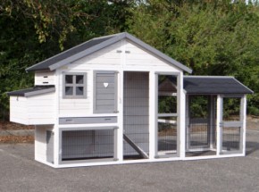 Chickencoop Holiday Medium white-grey with laying nest and run 304x88x151cm