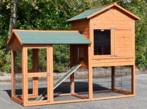 Rabbit hutch Prestige Large with run on the left side and chewprotection 240x100x181cm