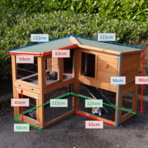 Various dimensions of the guinea pig hutch Maurice