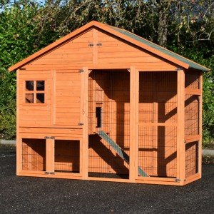 Rabbit hutch Holiday Large with chewprotection 247x93x195cm