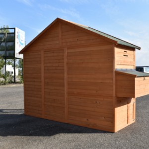 The chickencoop Holiday Large is provided with a wooden backside