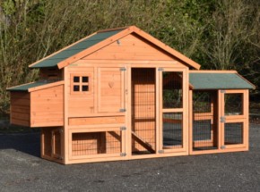 Rabbit hutch Holiday Small with run Space and laying nest 253x73x128cm