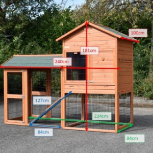 Various dimensions of the rabbit hutch Prestige Large