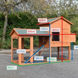 The dimensions of Chicken Coop Prestige Large with run and laying nest