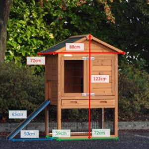 Various dimensions of the rabbit hutch Prestige Small