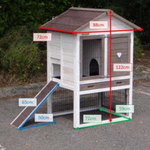 Various dimensions of the rabbit hutch Prestige Small